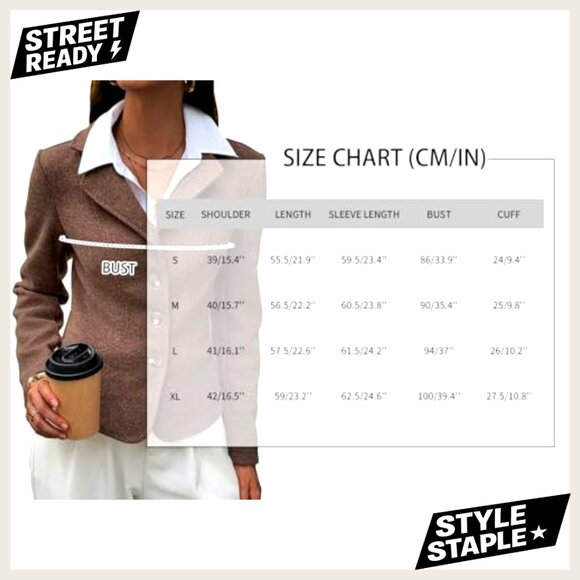 Cropped Tweed Blazer Slim Fit Work Casual Polyester Blend Lined - Picture 7 of 7